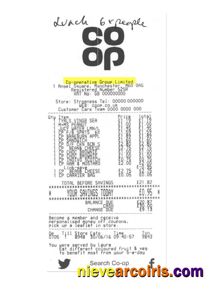 CO-OPERATIVE GROUP LIMITED payment check